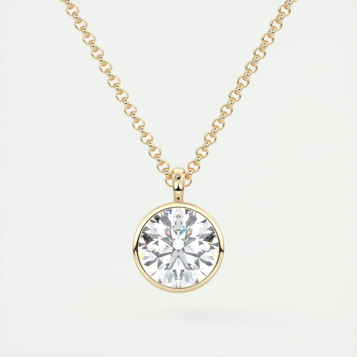 1.5 ct Round Bezel Set Pendant Necklace