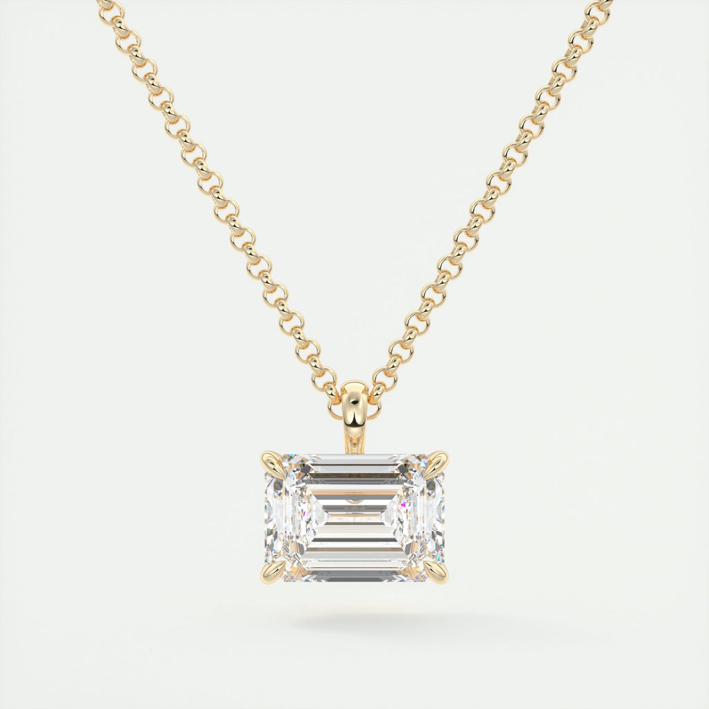 1.5 ct Emerald Prong Set Pendant Necklace