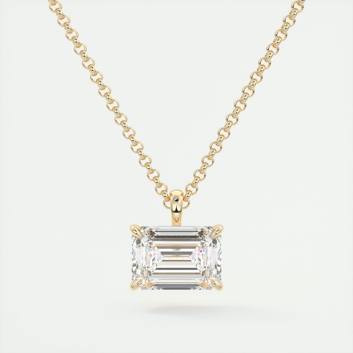 1.5 ct Emerald Prong Set Pendant Necklace