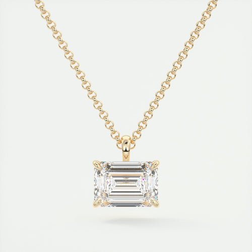 1.5 ct Emerald Prong Set Pendant Necklace