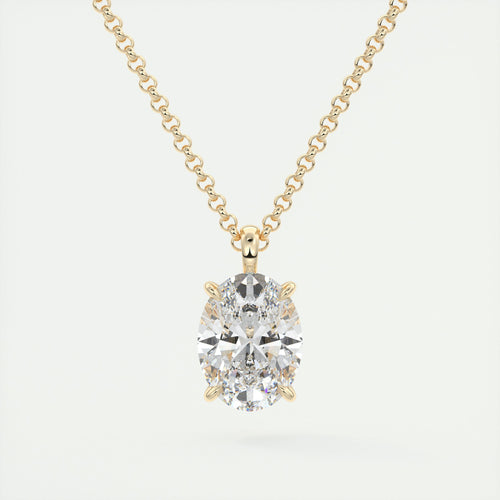 1.5 ct Oval Prong Set Pendant Necklace