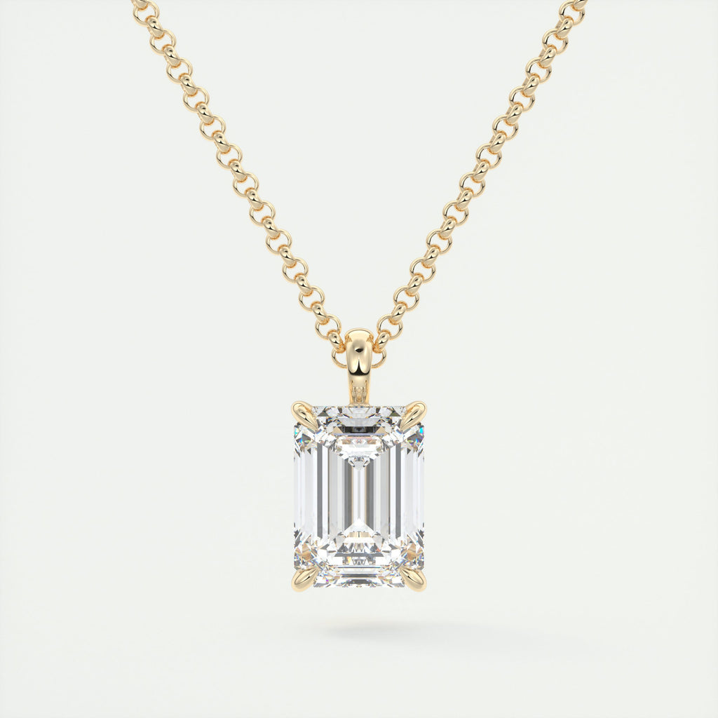 1.5 ct Emerald Prong Set Pendant Necklace