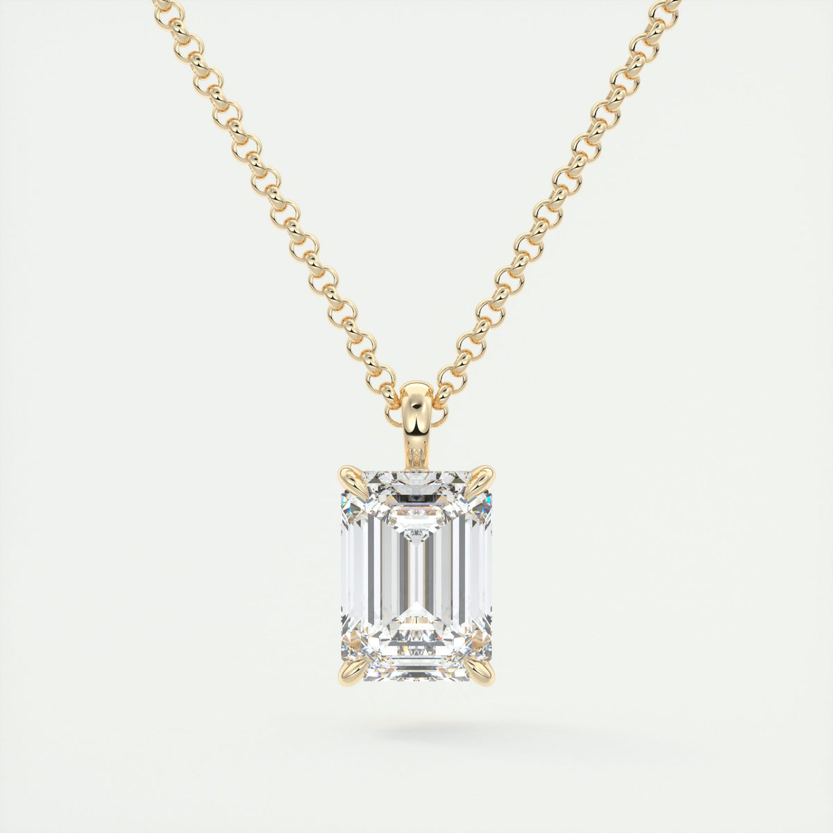 1.5 ct Emerald Prong Set Pendant Necklace