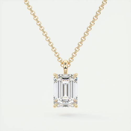 1.5 ct Emerald Prong Set Pendant Necklace