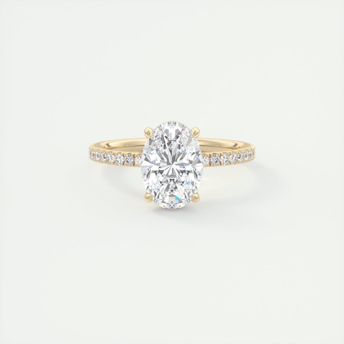 Cncircled 2 Carat Oval Hidden Halo Pavé Setting