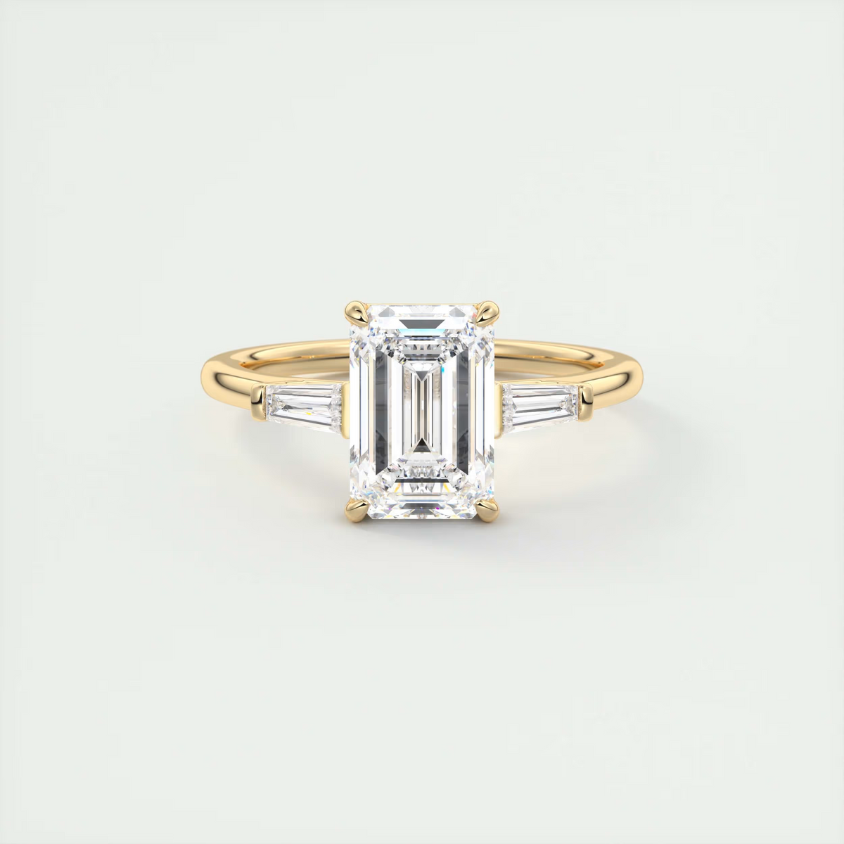 2 Carat Emerald Cut Flush Stacking Three-Stone Engagement Ring