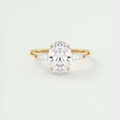 2 Carat Oval Flush Stacking Three-Stone Engagement Ring with Baguettes