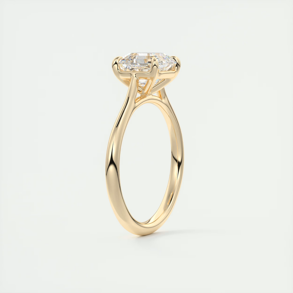 2 Carat Asscher Flush Set Stacking Solitaire (1.8mm Band)