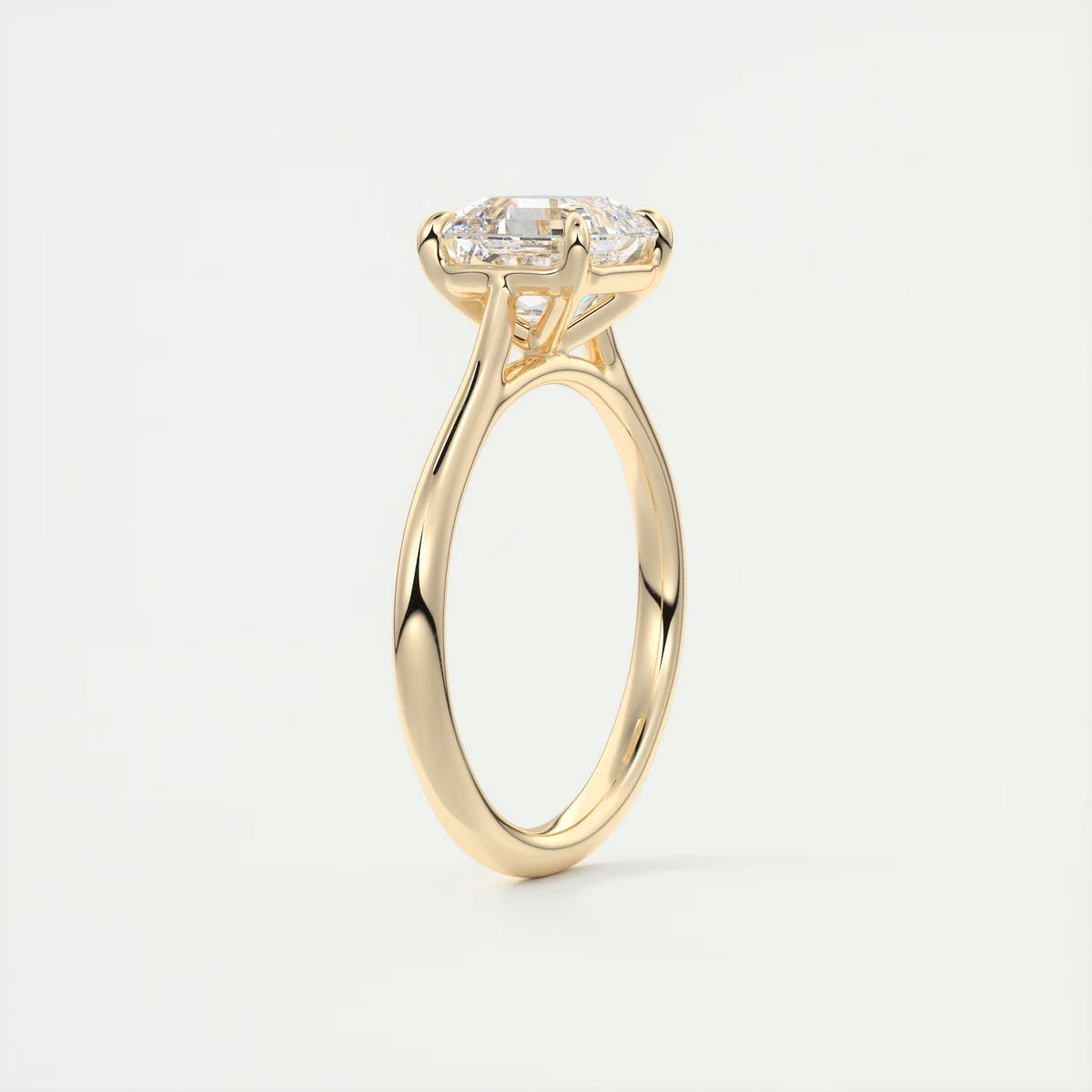 2 Carat Asscher Flush Set Stacking Solitaire (1.8mm Band)