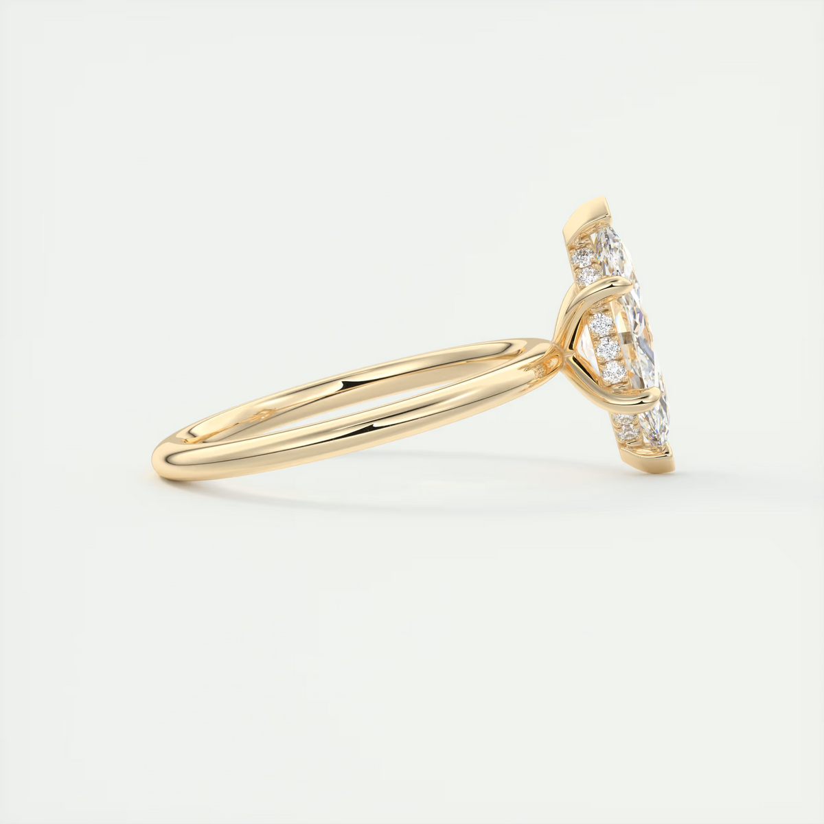 Subtle 2 Carat Marquise Hidden Halo Pavé Setting