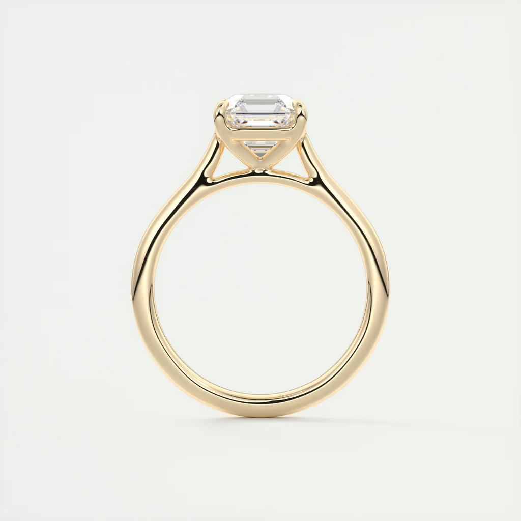 2 Carat Asscher Flush Set Stacking Solitaire (1.8mm Band)
