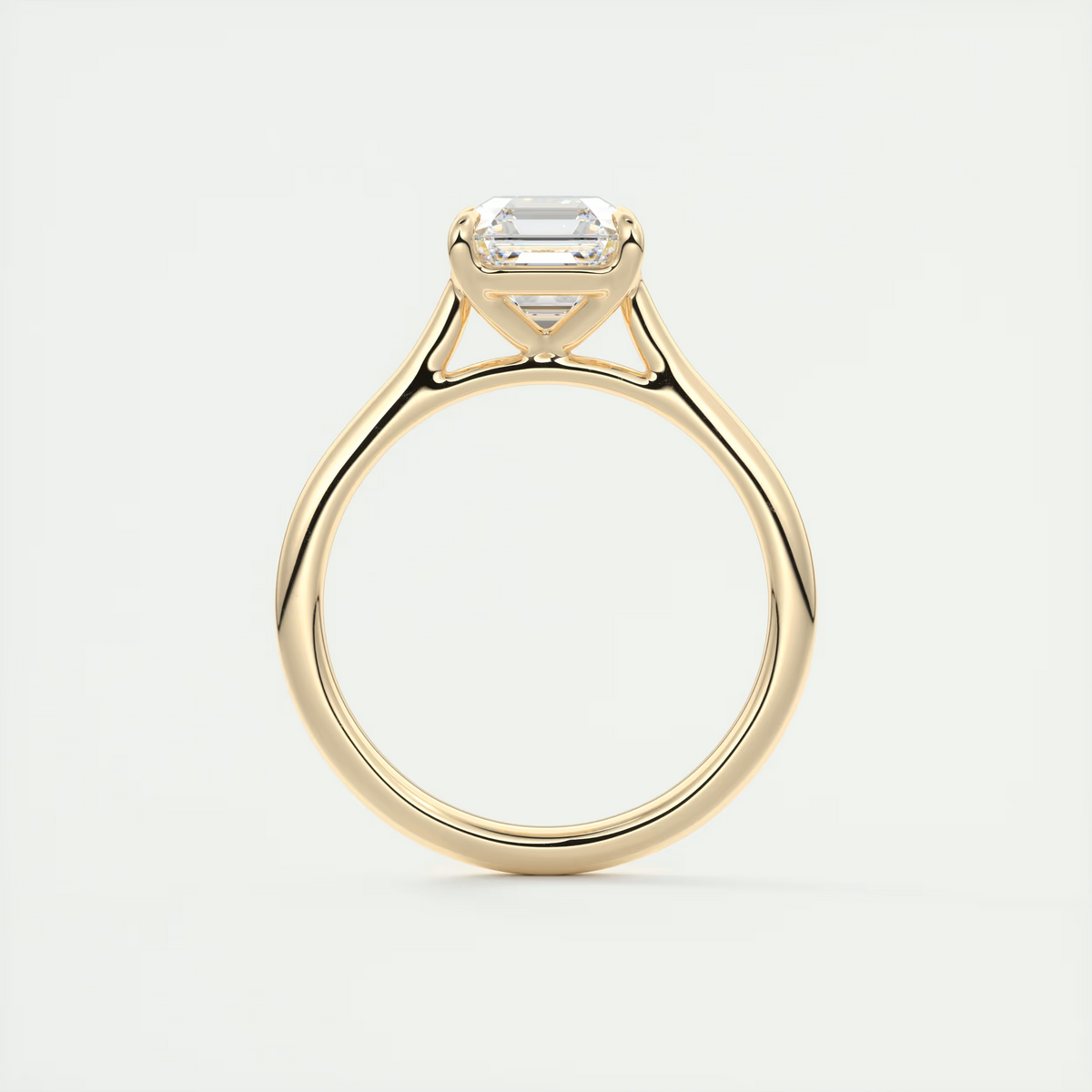 2 Carat Asscher Flush Set Stacking Solitaire (1.8mm Band)