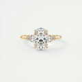 2 Carat Oval Plunge Three-Stone Engagement Ring with Pear Side Stones