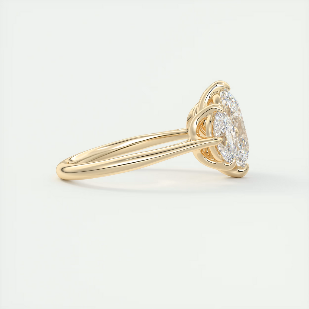 2 Carat Oval Flush Stacking Three-Stone Engagement Ring