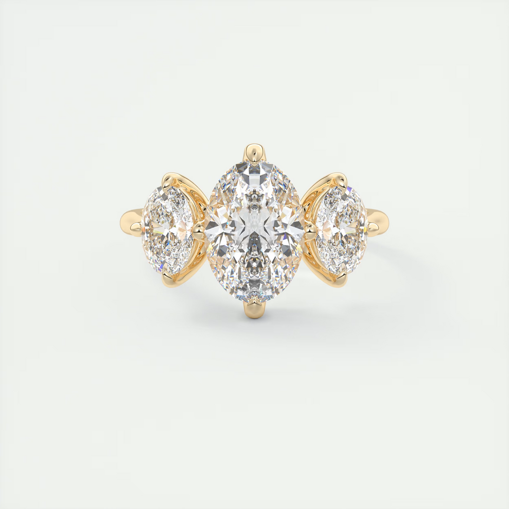 2 Carat Oval Flush Stacking Three-Stone Engagement Ring