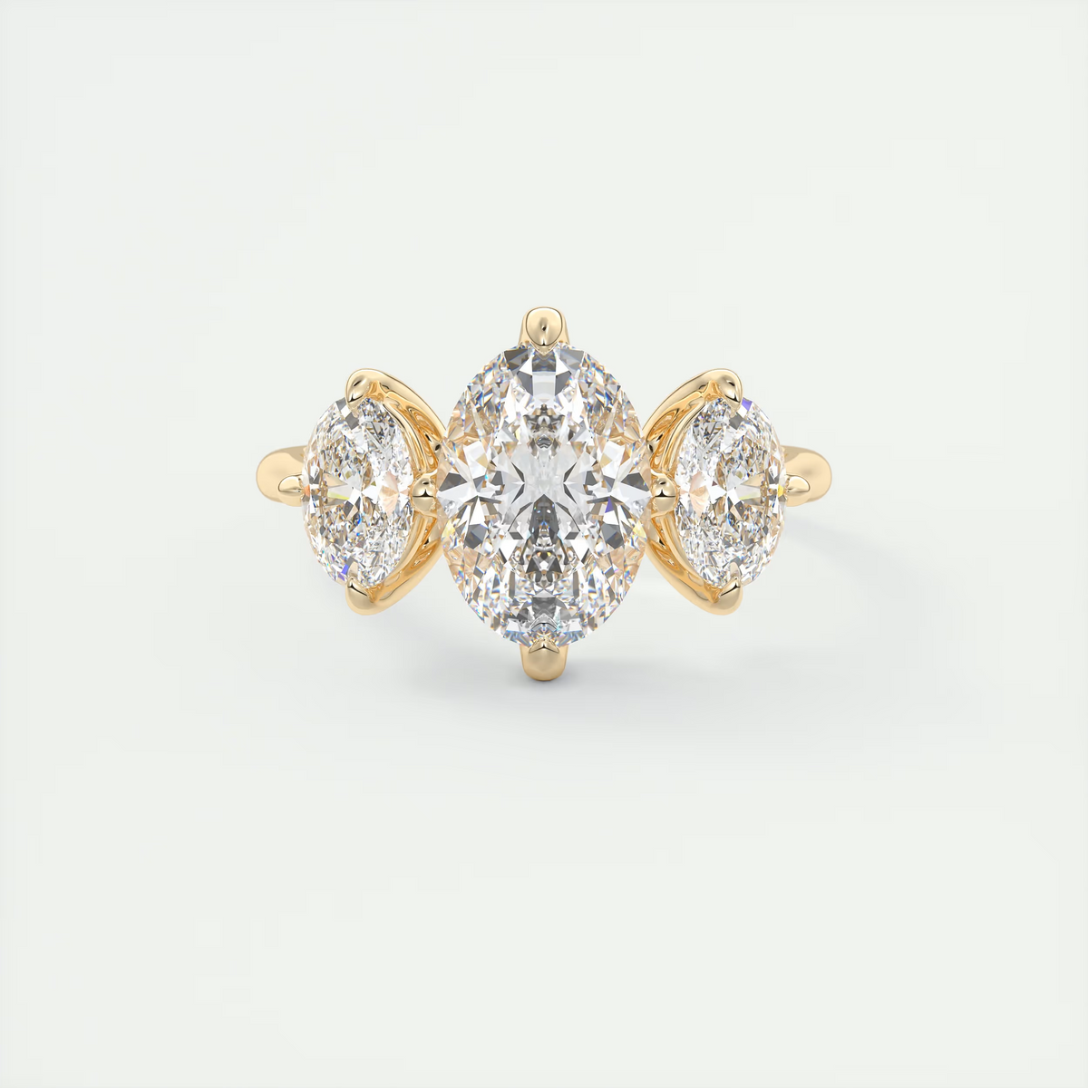 2 Carat Oval Flush Stacking Three-Stone Engagement Ring