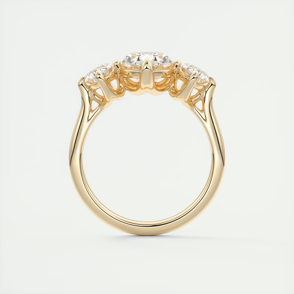 2 Carat Oval Flush Stacking Three-Stone Engagement Ring