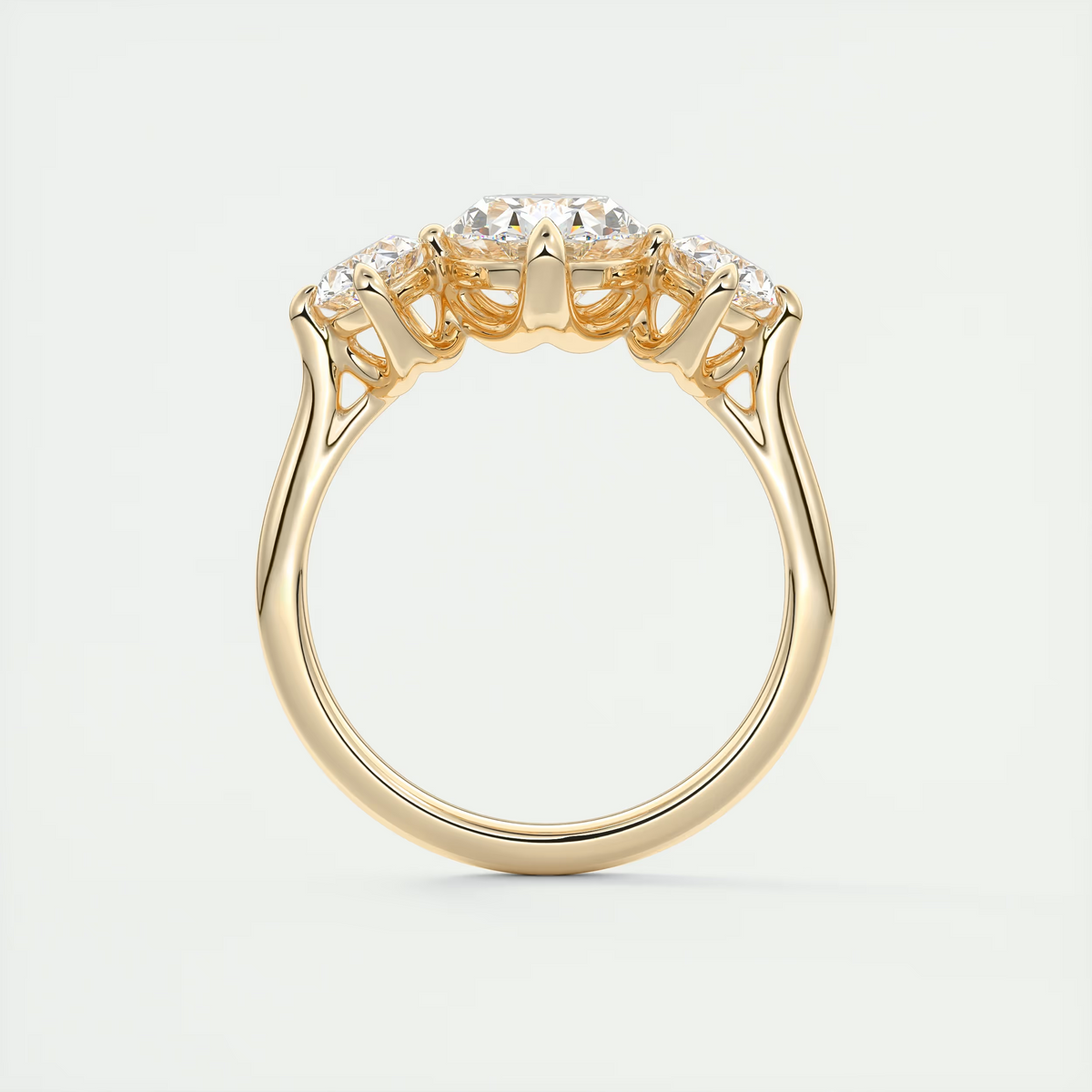 2 Carat Oval Flush Stacking Three-Stone Engagement Ring