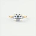 2 Carat Round Plunge Three-Stone Engagement Ring with Pear Side Stones