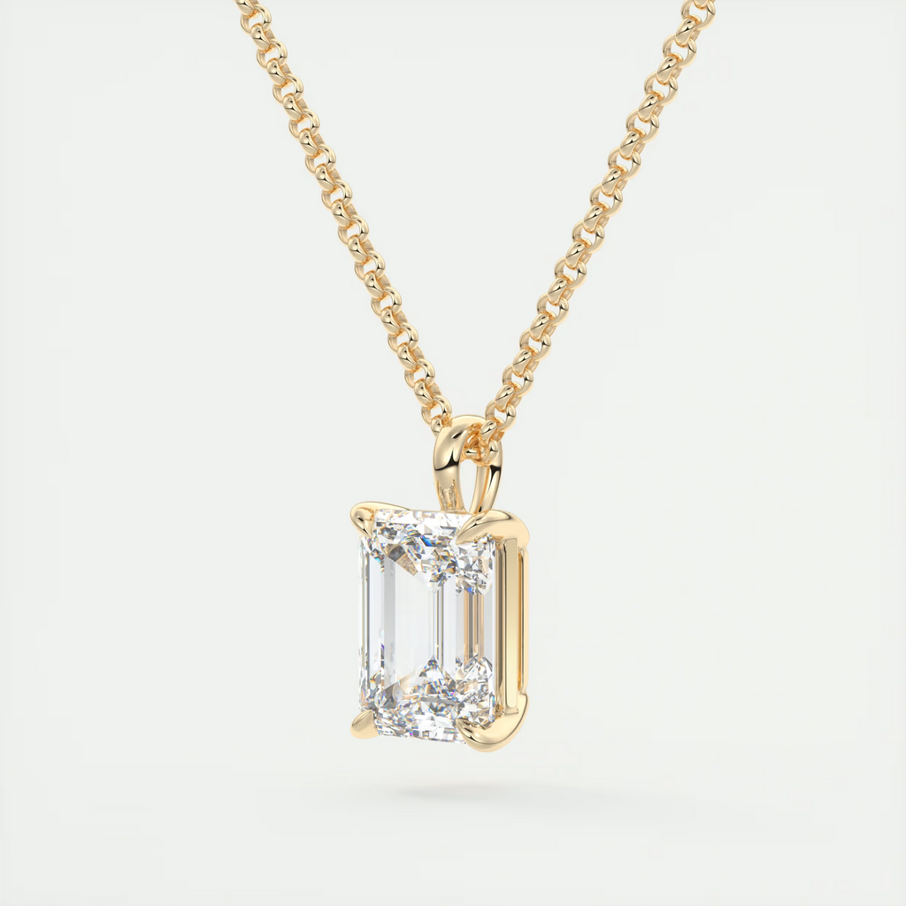 1.5 ct Emerald Prong Set Pendant Necklace