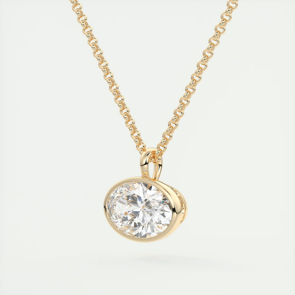 1.5 ct Oval Bezel Set Pendant Necklace