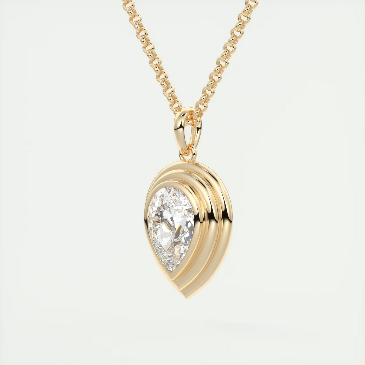1.5 ct Pear Bezel Set Pendant Necklace