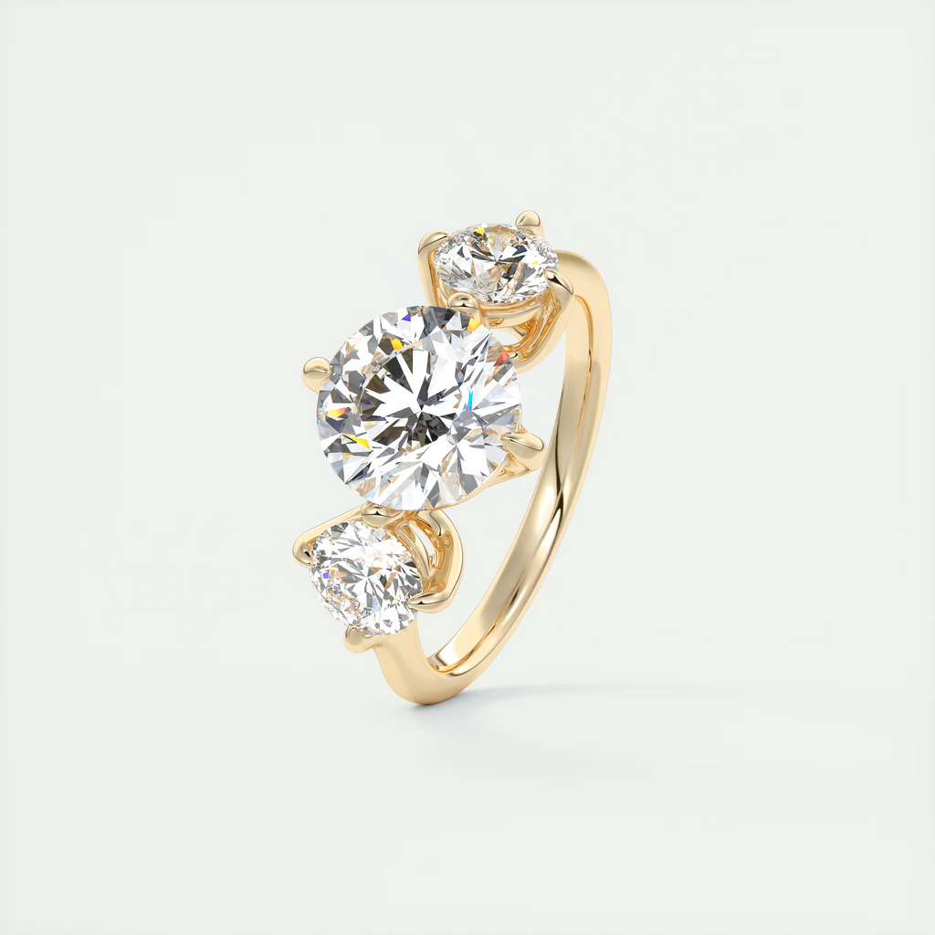 2 Carat Round Flush Stacking Three-Stone Engagement Ring