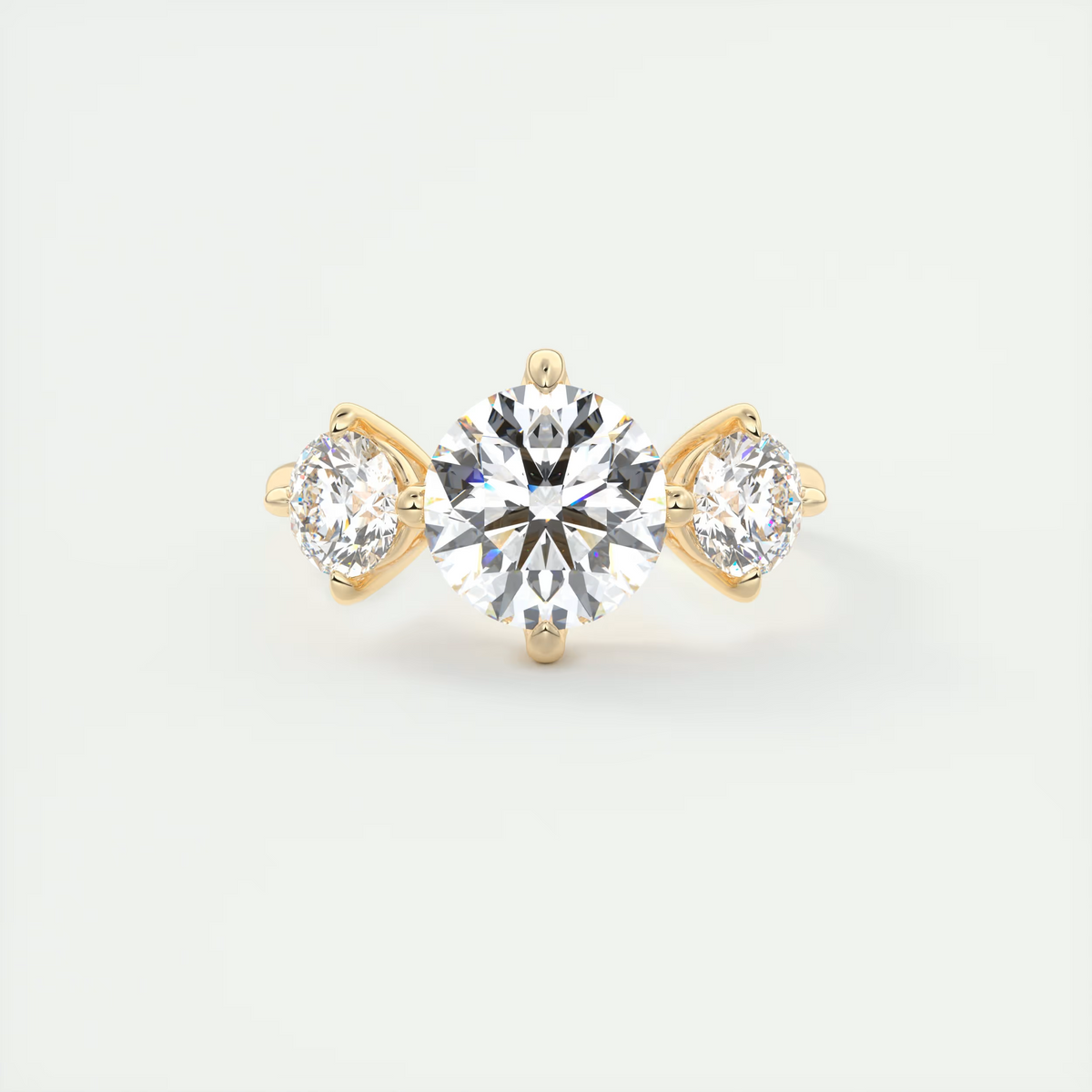 2 Carat Round Flush Stacking Three-Stone Engagement Ring
