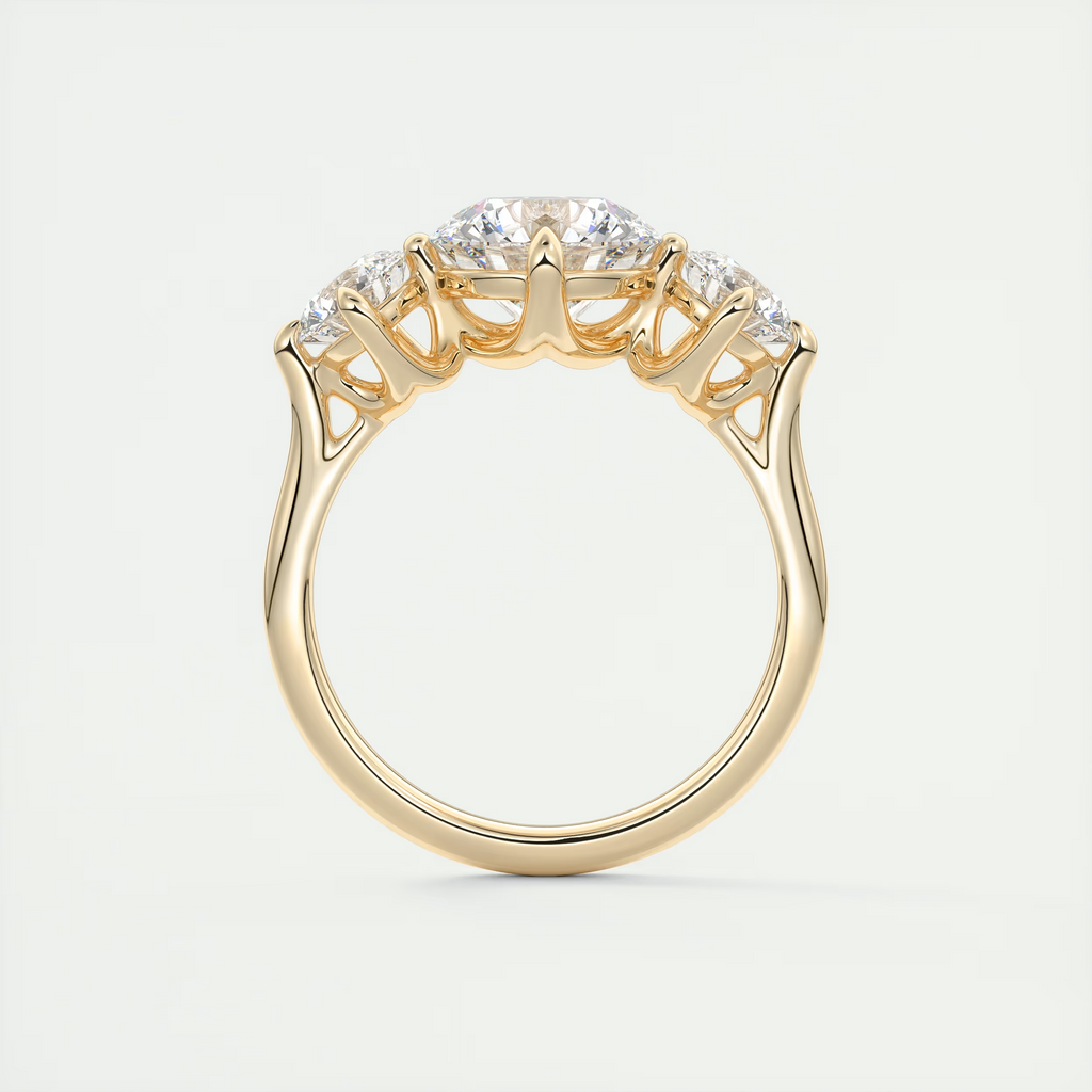 2 Carat Round Flush Stacking Three-Stone Engagement Ring