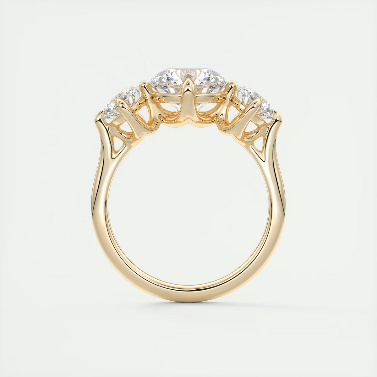 2 Carat Round Flush Stacking Three-Stone Engagement Ring