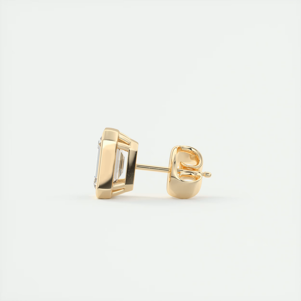 2 ct Emerald Bezel Set Diamond Studs
