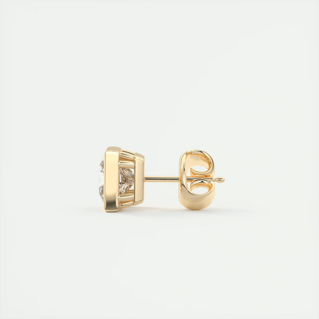 2 ct Princess Bezel Set Diamond Studs