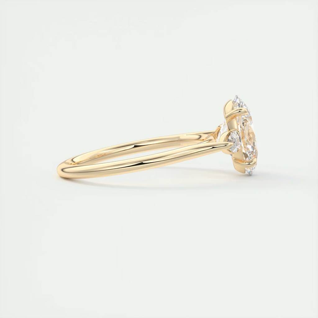 2 Carat Oval Flush Stacking Three-Stone Engagement Ring with Pear Side Stones