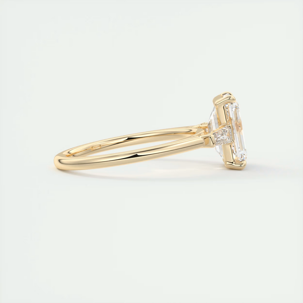 2 Carat Emerald Cut Flush Stacking Three-Stone Engagement Ring