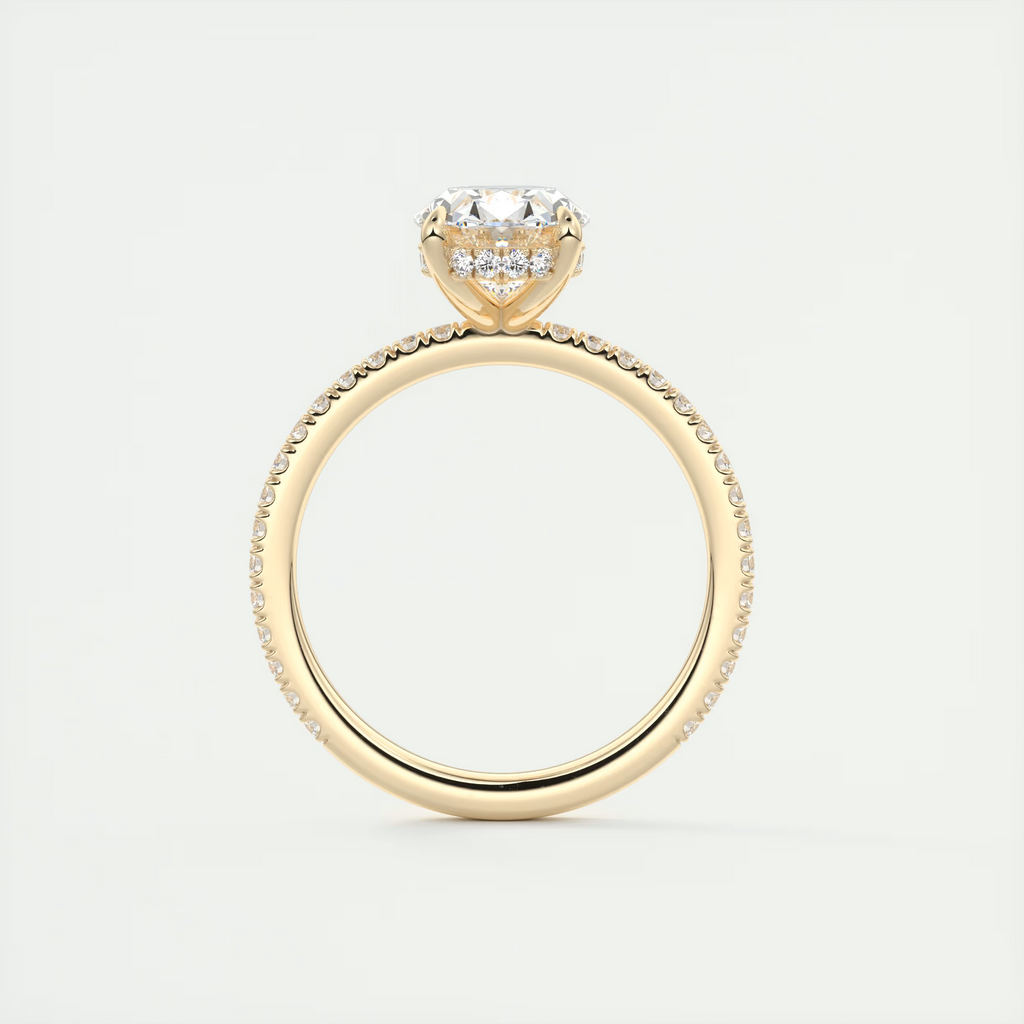 Cncircled 2 Carat Oval Hidden Halo Pavé Setting