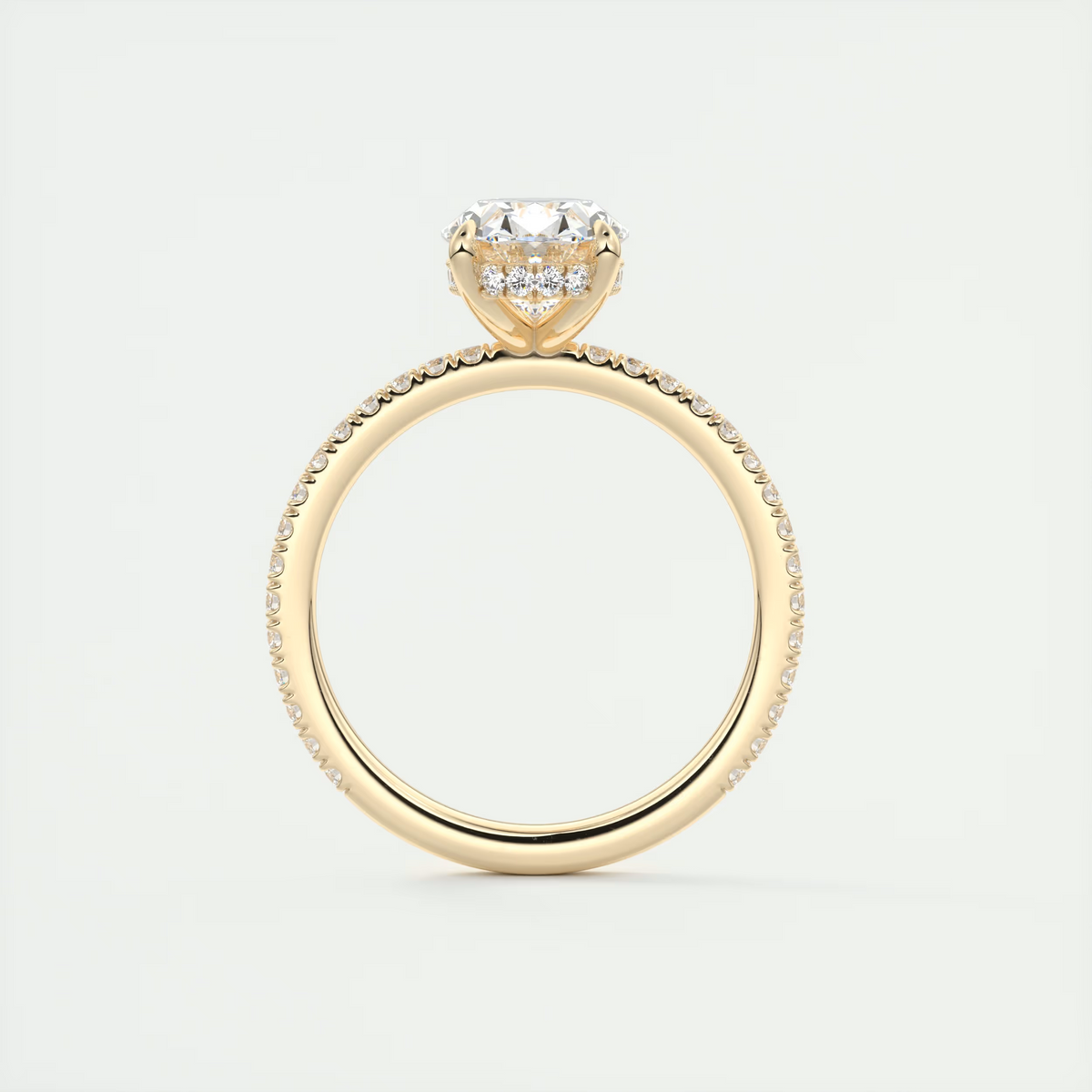 Cncircled 2 Carat Oval Hidden Halo Pavé Setting