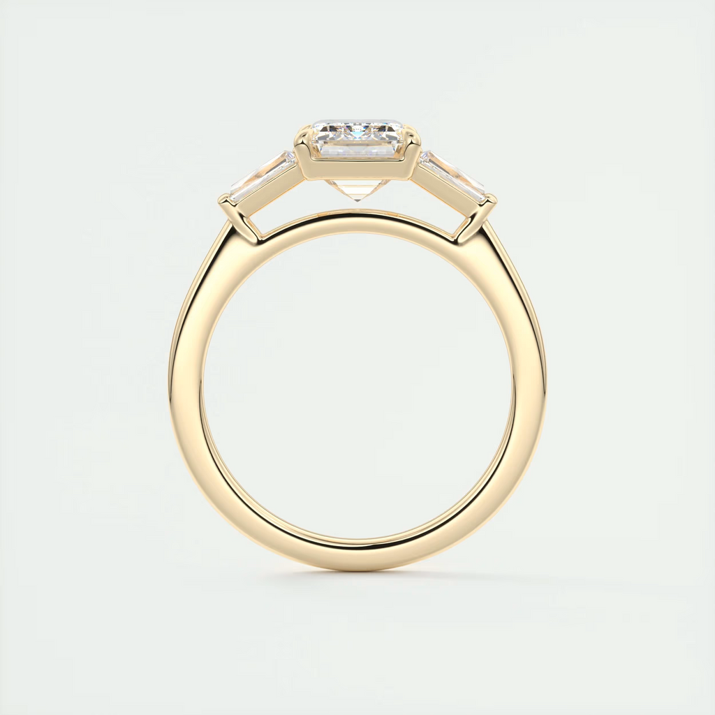 2 Carat Emerald Cut Flush Stacking Three-Stone Engagement Ring