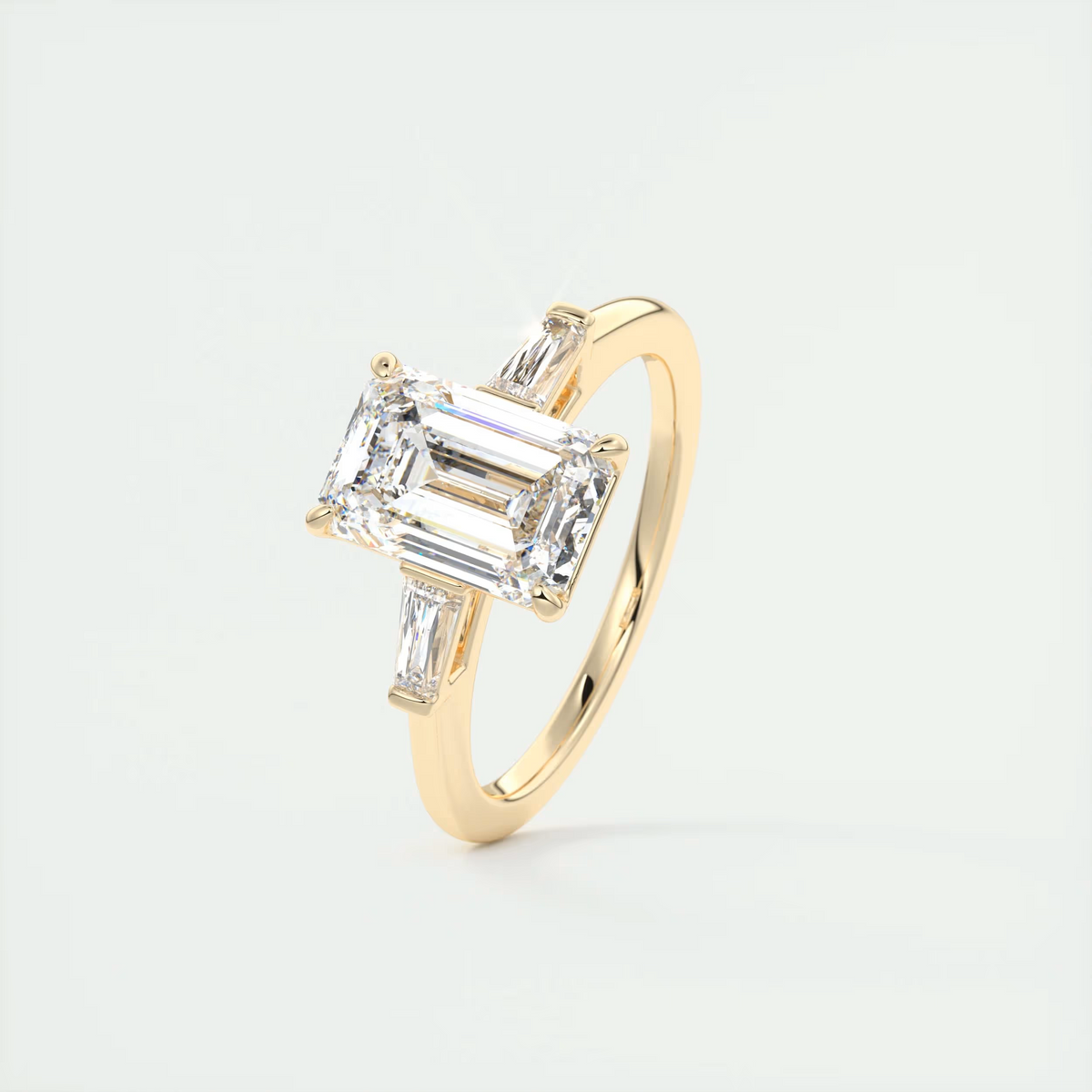 2 Carat Emerald Cut Flush Stacking Three-Stone Engagement Ring