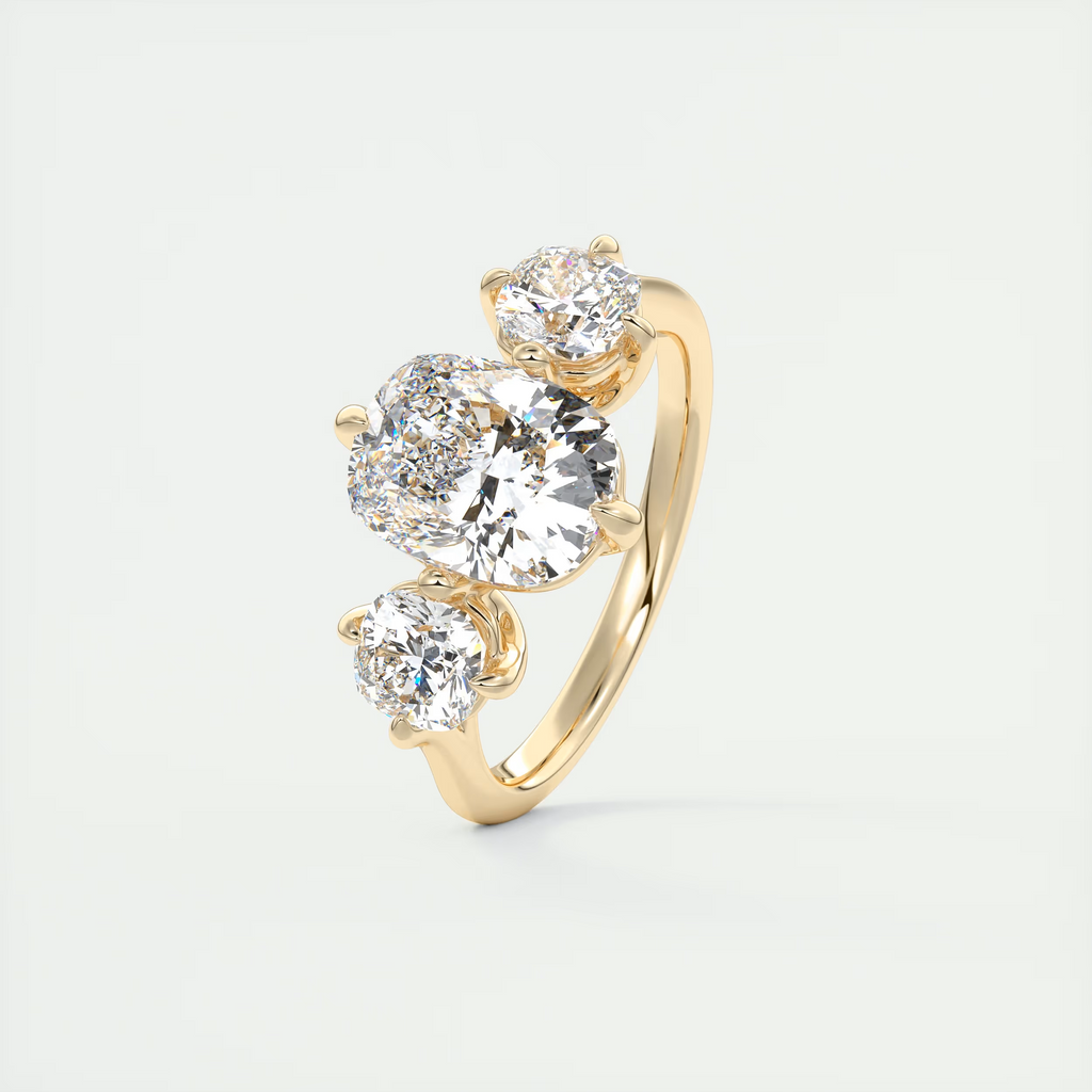 2 Carat Cushion Flush Stacking Three-Stone Engagement Ring