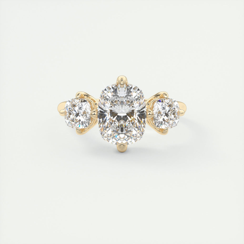 2 Carat Cushion Flush Stacking Three-Stone Engagement Ring
