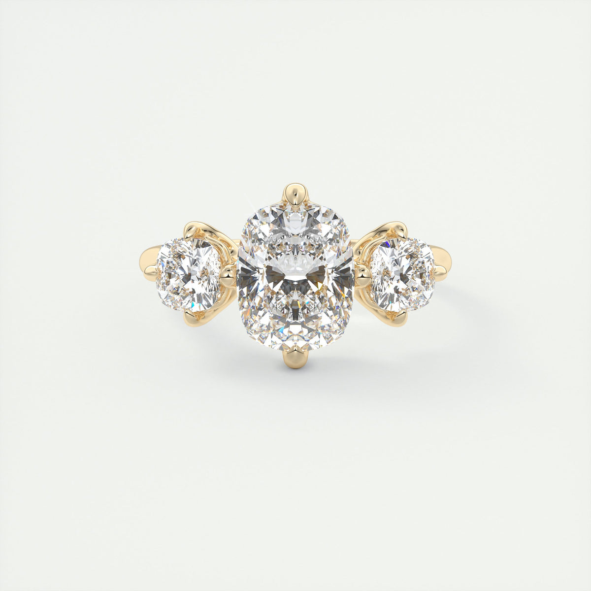 2 Carat Cushion Flush Stacking Three-Stone Engagement Ring