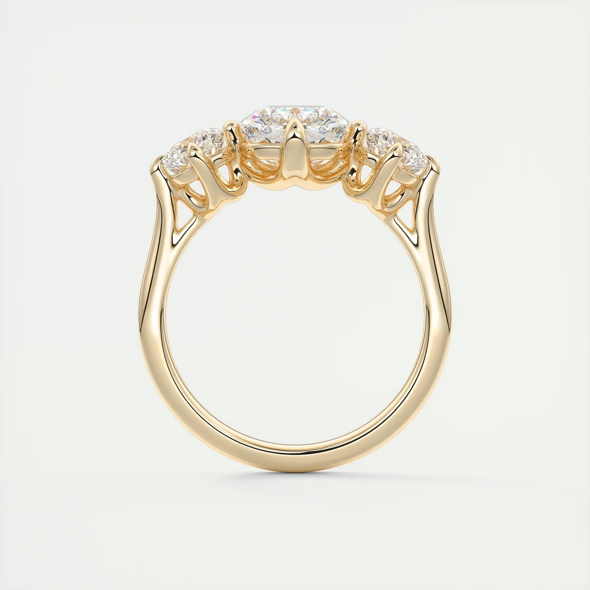 2 Carat Cushion Flush Stacking Three-Stone Engagement Ring